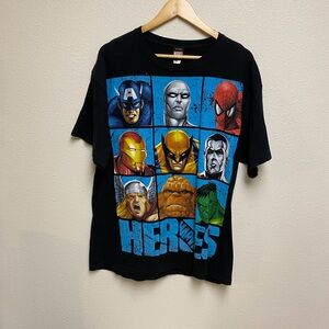 Vintage Men’s T Shirt Marvel Heroes Mad Engine Short Sleeve Black Large